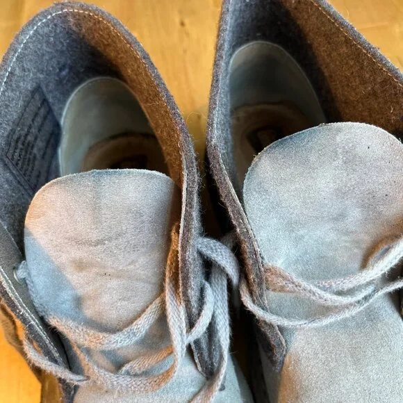 SIZE 10 Clarks Original Womens Gray Wool Felt Leather Desert Boots Crepe Soles - Picture 10 of 11